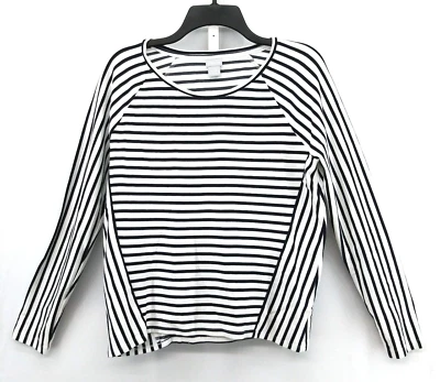 Camisa Pullover Chicos Mujer Talla 1 Negra Blanca Rayas Manga Larga Foto 1 de 4