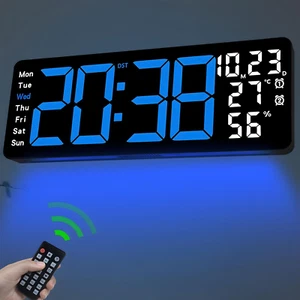 Orologio da Parete Digitale Grande 17,3", Orologio Digitale LED Grande Display con Telecomando Cont - Foto 1 di 8