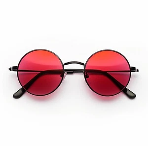LENTES ROJAS METAL REDONDAS GAFAS DE SOL HIPSTER RETRO MARCO NEGRO 43MM UVB CON BOLSA - Imagen 1 de 8