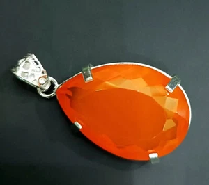 50 CT ORANGE OPAL GERMAN SILVER SOLITAIRE PEAR SHAPE LOOSE GEMSTONE - Picture 1 of 10