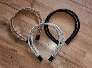 NEW 3pcs Double Row Rhinestone Headbands Simple Retro Hair Headwear - Picture 1 of 7