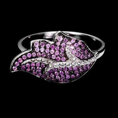 925 Sterling Silver Ring Sapphire Round Diamond Cut Topaz Gemstone Jewelry Sz 7 - Image 1 of 4