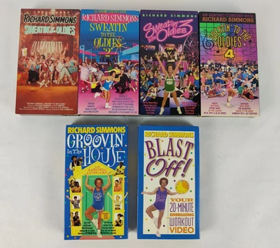 Richard Simmons VHS (6) Lot Sweatin' to the Oldies 1 2 3 4 Tapes 80s 90s - Image 1 of 4