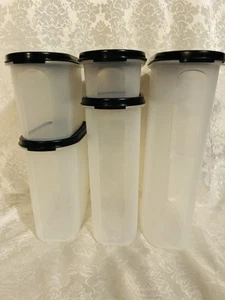 Tupperware Modular Mates Set Contenitore Ovale Misure 1 2 3 4 5 Guarnizioni Nere NUOVO - Foto 1 di 2