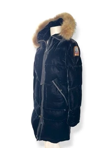 PARA JUMPERS Special Ed Parka in velluto con cappuccio pelliccia di orso lungo imbottito nero taglia S - Foto 1 di 15