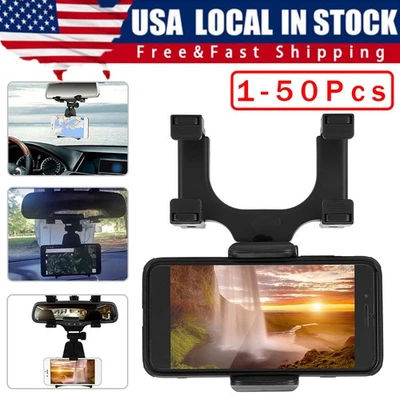 US 360 Rotation Car Rear View Mirror Mount Stand GPS Cell Phone Holder wholesale - Image 1 of 4
