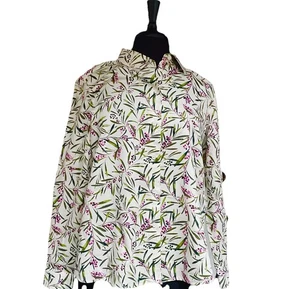Foxcroft Blouse Top Shirt No Iron Women 14P Colorful Berry Button Up Shaped Fit - Picture 1 of 9