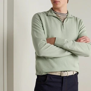 Loro Piana Roadster Pull Cashmere Quarter-Zip Pullover Mezzocollo Grün IT 56 - Bild 1 von 6