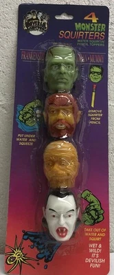 Universal Monsters 4 Water Squirter Pencil Toppers Wolf Man Mummy Frankenstein - Image 1 of 2