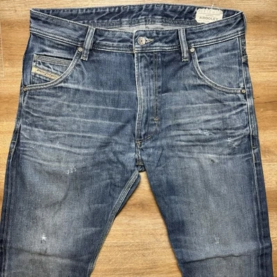 Diesel Jeans Men 32x32 Blue Krooley Regular Slim Carrot Whiskers 0073N READ - Image 1 of 4