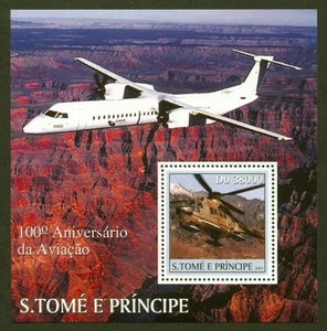 St. Thomas & Prince Is. Sc# 1531, Helicopter - 100th Anniv. Aviation, SCV: $9.00 - Picture 1 of 1
