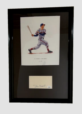 Stan Musial - 12x18" Framed Signed Card and 8x10 Art Cardinals HOF Auto JSA COA - Image 1 of 4