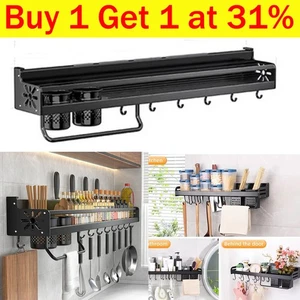 Kitchen Shelf Utensil Hanging Pot Rack Saucepan Pan Organiser Hanger Hooks Wall - Picture 1 of 16
