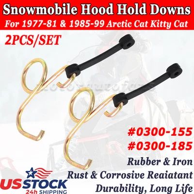 For 1977-1999 Arctic Cat Kitty Cat Snowmobile Hood Hold Downs 0300-155 0300-185 - Image 1 of 4