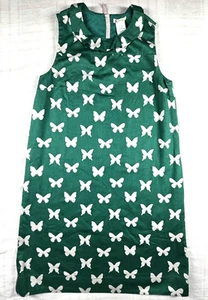 J Crew Crewcuts Ruffle Neck Dress with Butterflies Sleeveless Kelly Green 12 NWT - Picture 1 of 10