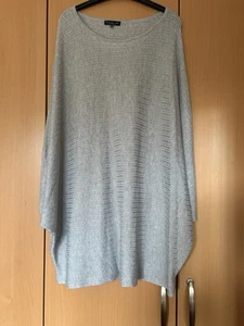 LADIES LIGHT GREY BATWING JUMPER 22 SELF COLOUR STRIPES WIDE NECK 3/4 SLEEVE F&F - Picture 1 of 6