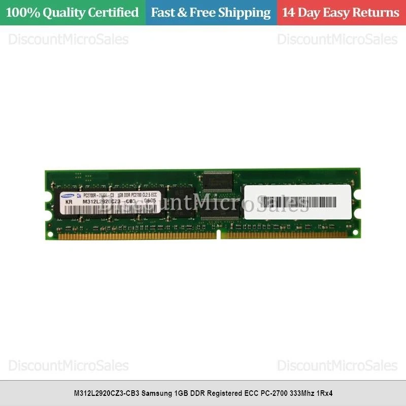 M312L2920CZ3-CB3 Samsung 1GB DDR Registered ECC PC-2700 333Mhz 1Rx4 - Image 1 of 1