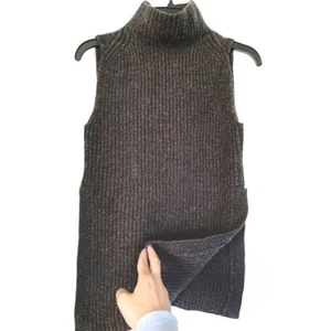 Wilfred Aritzia Dark Grey Sleeveless Sweater Turtle Neck Wool Made in Italy Cowl - Foto 1 di 12