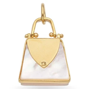 Vintage 18k Yellow Gold Mother of Pearl Handbag Charm - Picture 1 of 6