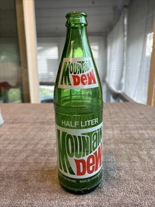Vintage Mountain Dew 1/2 Liter Glass Bottle - Picture 1 of 12