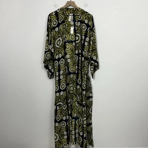 NUEVO CON ETIQUETAS Vestido Anthropologie Kenzie Parrott Talla XS/S Estampado Kimono Azul Cinturón - Imagen 1 de 10