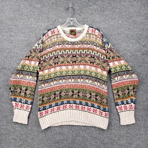 VINTAGE Boston Traders Sweater Mens Small Limited Edition Fair Isle Nordic Linen - Picture 1 of 8