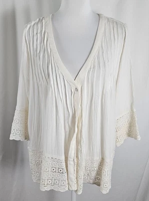 New Lovestitch Womens Blouse Ivory Pleating Lace Rayon Small - Image 1 of 4