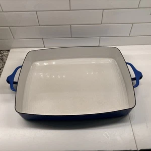 "Plato de panadería vintage Dansk Designs France IHQ estilo Koben esmalte azul 13""X 10""" - Imagen 1 de 16