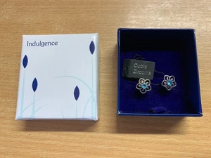 PENDIENTES VINTAGE INDULGENCE CIRCONITAS CÚBICAS AZUL AGUAMARINA EN CAJA ORIGINAL (P3) - Imagen 1 de 3