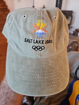  Salt Lake City 2002 XIX Olympic Winter Games Khaki Baseball Hat Cap Vintage  - Image 1 of 4