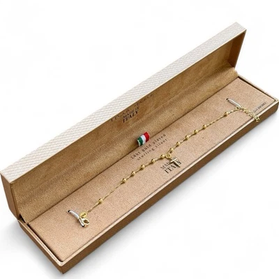 Mia Fiore Made In Italy Charm Gold Beads Ball Rosary Cross  Bracelet Anklet - Image 1 of 4