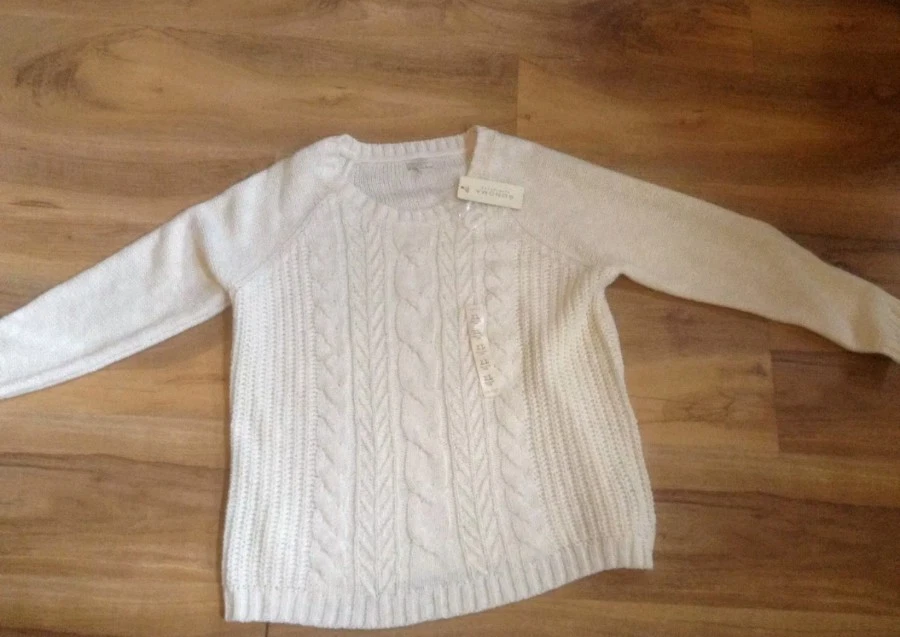 Sonoma Women's Long Sleeve Cable Knit Sweater-Oatmeal-XL - Image 1 of 1