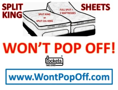 Won't Pop Off 2 Juegos de Sábanas 2 Split King o 2 Split Cal King Cama Ajustable Foto 1 de 4