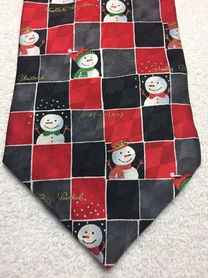 HALLMARK CORBATA HOMBRE NAVIDAD ROJO NEGRO GRIS CON MUÑECO DE NIEVE 4 X 57  Foto 1 de 4