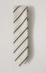 Gucci Cotton Silk Tie - Off-white w/ Navy & Light Blue Stripes - 2.5'' wide - Picture 1 of 12