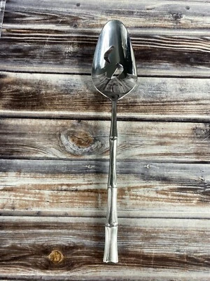 Supreme Cutlery CANE Stainless SLOTTED SERVING SPOON 8 3/4" Japan SCC Bamboo - Image 1 of 4