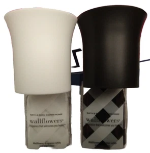 Bath Body Works Wallflower Fragrance Plug In Diffuser BLACK & WHITE 2pc Lot New - Picture 1 of 3