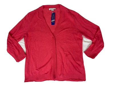 Pendleton Womens Cardigan Sweater Medium Pink Button Front Knit Linen/Cotton - Image 1 of 4
