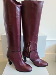 Thoery Leather Knee Boots Womens Oxblood Maroon Wine Size US 9 EU 39 - Picture 1 of 6