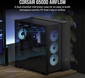Corsair 6500D Airflow schwarz Midi Tower ATX Glasfenster PC-Gehäuse RGB-fähig - Photo 1/13