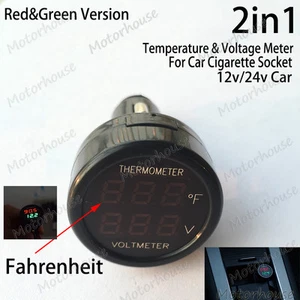 Temperature Volt Combo meter Car Accessory Cigarette lighter DC 12v 24v Battery - Picture 1 of 10