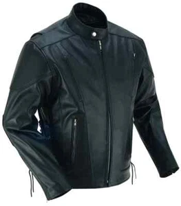 Café Racer Men's Black Cruiser Leather jacket Genuine Buffalo Skin Biker Style - Picture 1 of 9