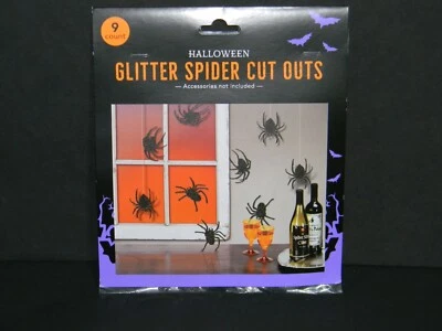 Festa de Halloween Casa Assombrada Assustadora Preta GLITTER ARANHA RECORTES 9ct - Imagem 1 de 4