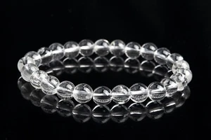 Bracciale Quarzo Trasparente Cristallo 8-9MM Grado A Autentiche Perline Tonde Naturali 7,5" - Foto 1 di 4