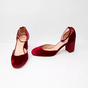 J. Tacones Crew Maisie Crystal Jewel adornados terciopelo tachonado correa al tobillo - Imagen 1 de 4