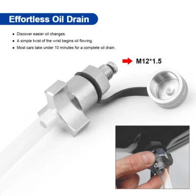 Quick Twist Oil Drain Valve w/Hose for M12x1.5 Stainless Drain Hose Attachment - image 1 of 4