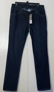 JW Maternity Women Size M Dark Blue Jeans Inseam 32 Elastic Waist band NWT - Picture 1 of 6