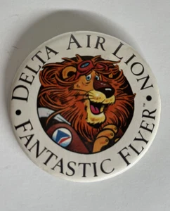 Vintage 1980s Delta Air Lion Fantastic Flyer 3" Pinback Button - Picture 1 of 5