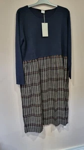 Poesía Nueva Camisa Jersey Lana Midi Maxi Vestido 18 Bolsillos Cuadros - Imagen 1 de 10