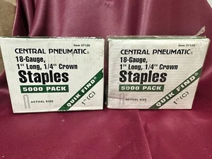 Central Pneumatic 5000 Pc. Staples 18 Gauge 1 1/2” Length 1/4" Crown Quik Find - Picture 1 of 3